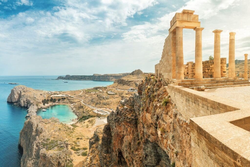 Acropolis of Lindos, ancient architecture of Rhodes island